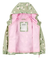 Toddler Floral Print Windbreaker Jacket - Olive