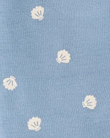 Baby Girl Shell Cotton Romper - Blue