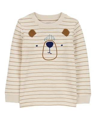 Toddler Bear Striped Graphic Tee