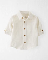 Baby Organic Cotton Gauze Button-Front Shirt