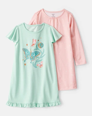 Kid 2-Pack Butterfly Moons Nightgowns