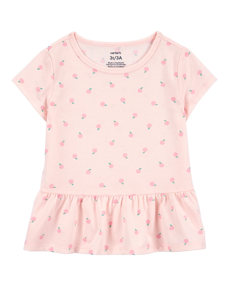 Toddler Orange Print Short-Sleeve Fashion Top - Pink