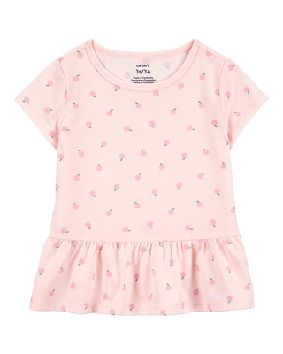 Toddler Orange Print Short-Sleeve Fashion Top - Pink