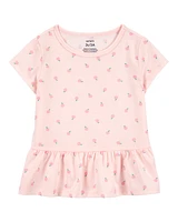 Toddler Orange Print Short-Sleeve Fashion Top - Pink