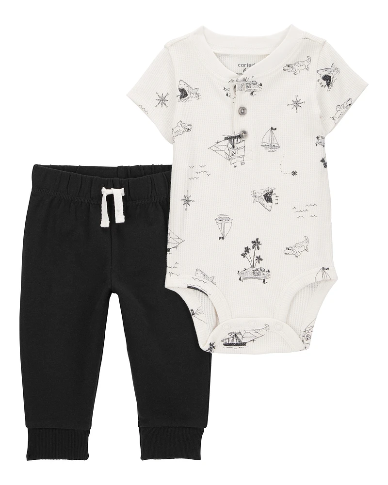 Baby 2-Piece Pirate Bodysuit Pant Set - Ivory/Black