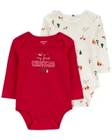 Baby 2-Pack My First Christmas Long-Sleeve Bodysuits