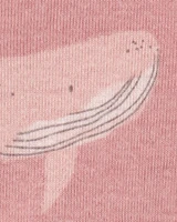 Toddler Whale Print Snug Fit Cotton 1-Piece Pyjamas - Pink