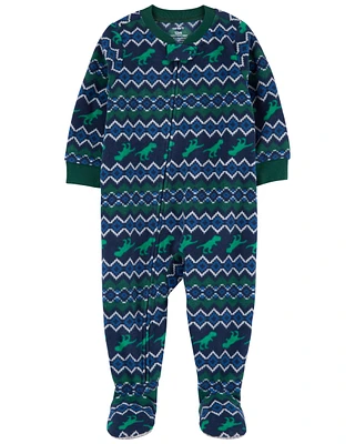 1-Piece Dinosaur Fleece Footie Pyjamas