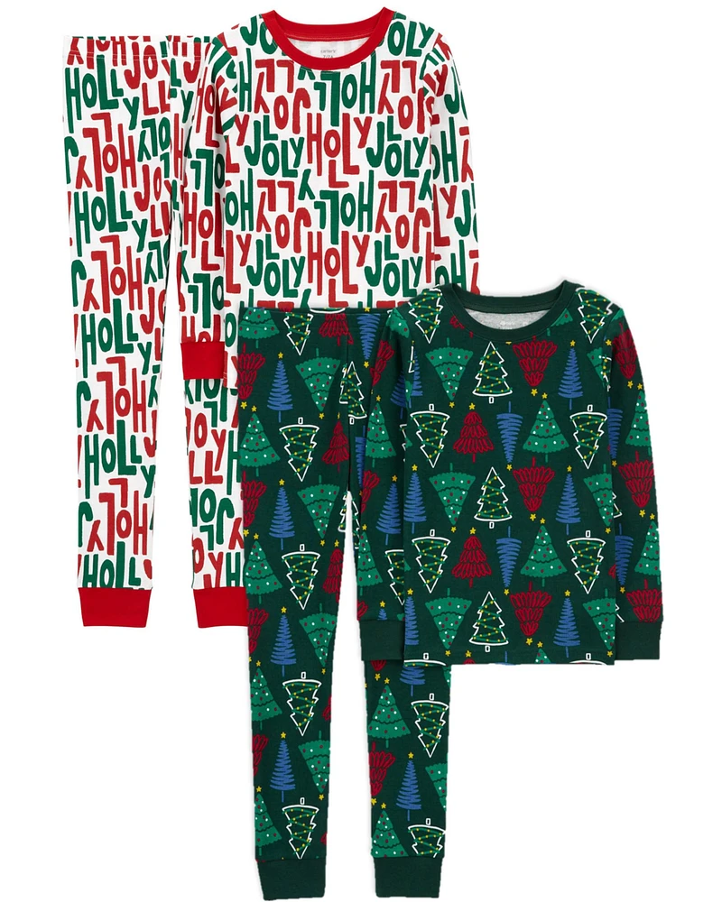 Kid 4-Piece Christmas 100% Snug Fit Cotton Pajamas