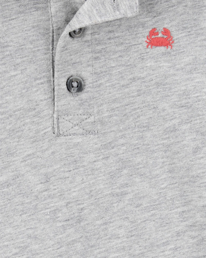 Baby Boy Polo Romper-Grey