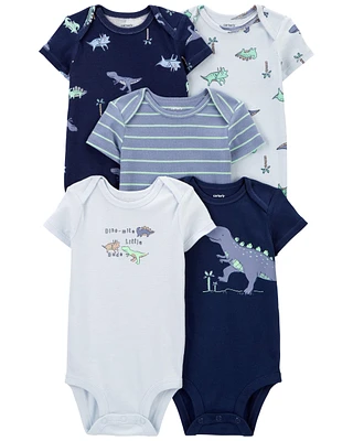 5-Pack Dinosaur Short-Sleeve Bodysuits