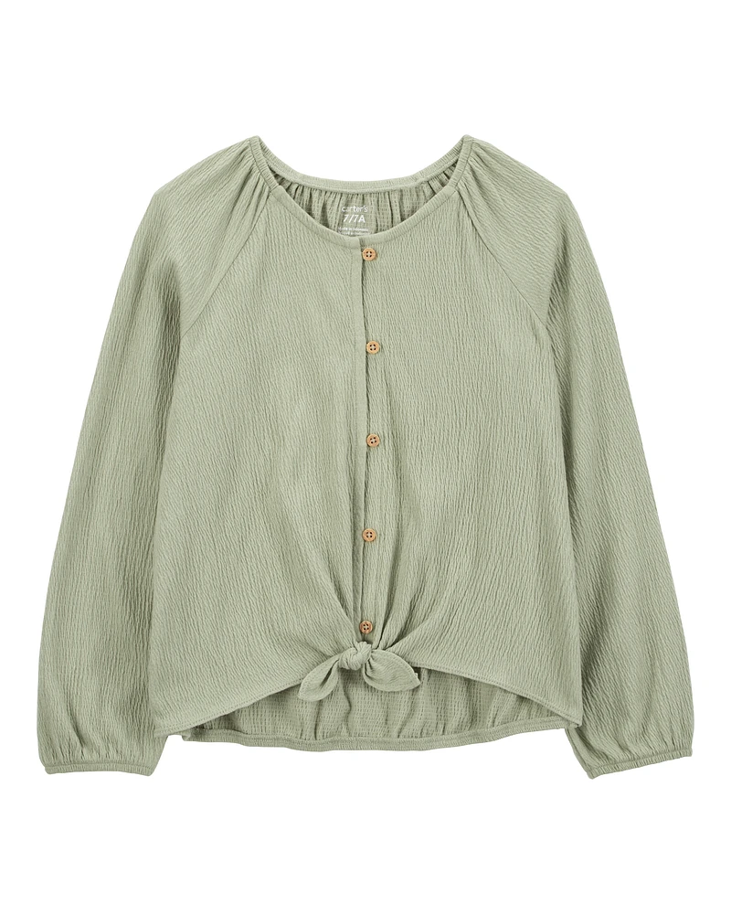 Kid Gauze Long-Sleeve Button-Up Top