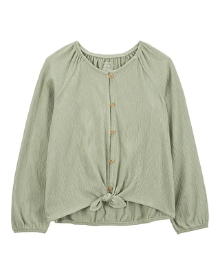 Kid Gauze Long-Sleeve Button-Up Top