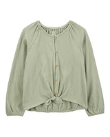 Kid Gauze Long-Sleeve Button-Up Top