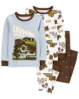 4-Piece Monster Truck 100% Snug Fit Cotton Pyjamas