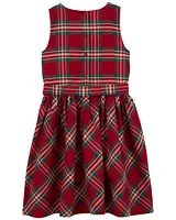 Kid Plaid Sateen Holiday Dress