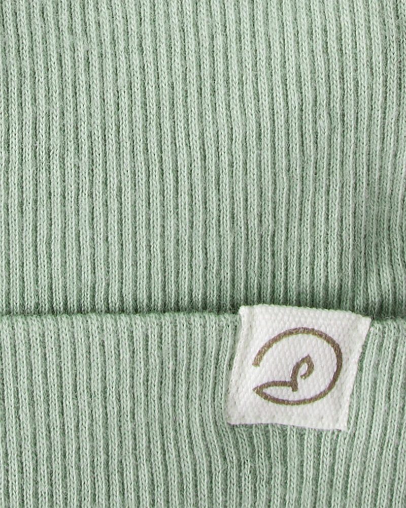 Baby 2-Pack Organic Cotton Rib Caps - Juniper Moss, Blue