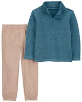 Toddler 2-Piece Quarter Zip Pullover & Canvas Pant Set