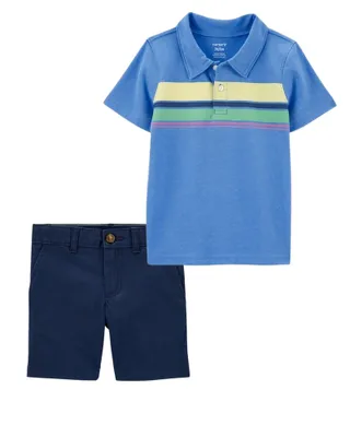 Baby 2-Piece Polo & Flat-Front Shorts Set