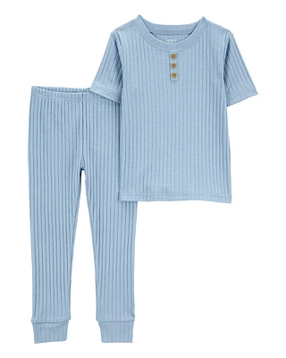Baby Solid Ribbed Cotton Blend 2-Piece Pyjamas