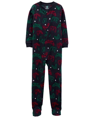 1-Piece Gamer Fleece Footie Pajamas