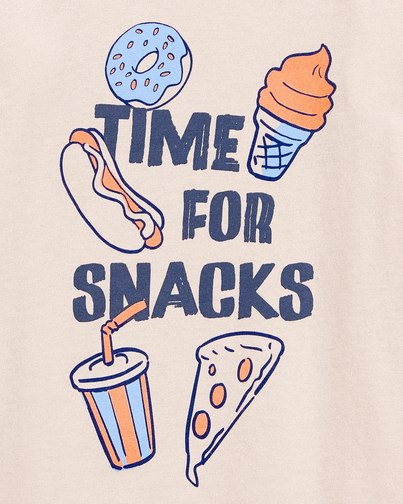 Time For Snacks Cotton Blend Long-Sleeve Tee - Khaki