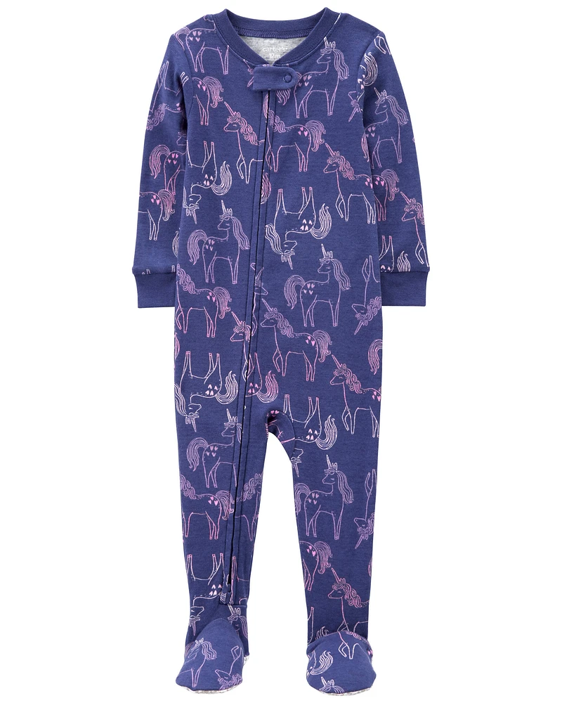 Toddler 1-Piece Unicorn 100% Snug Fit Cotton Footie Pyjamas