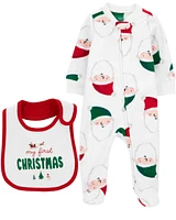 Baby Christmas Bib and Sleep & Play Set