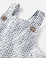 Baby Organic Cotton Checkered-Print Shortalls