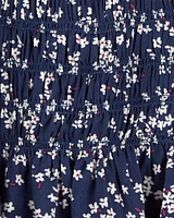 Toddler Navy Floral Print Babydoll Top