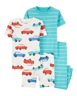 Baby 4-Piece Striped Car 100% Snug Fit Cotton Pyjamas