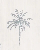 Toddler 2-Piece Palm Tree Print Short Set - Ivory/Blue