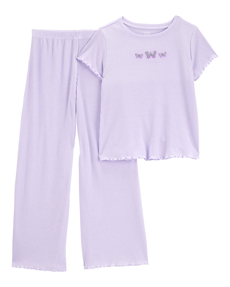 Kid 2-Piece Butterfly Loose Fit Pyjamas - Purple