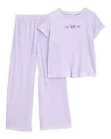 Kid 2-Piece Butterfly Loose Fit Pyjamas - Purple