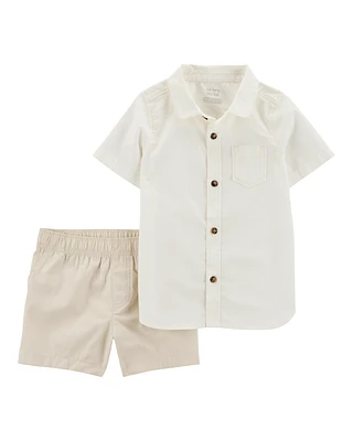 Toddler 2-Piece Khaki Shorts Outfit