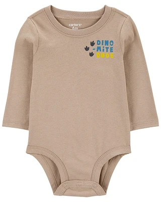 Dino-Mite Dude Dinosaur Long-Sleeve Bodysuit