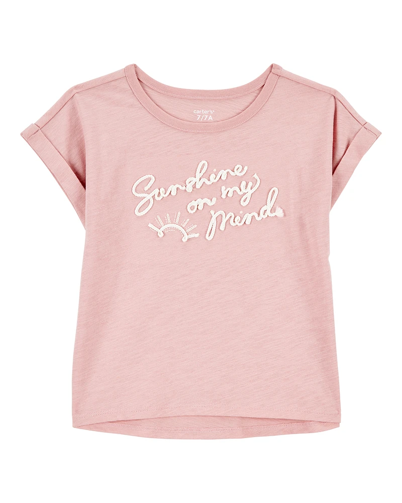 Kid Short Sleeve "Sunshine On My Mind" Fashion Top - Pink