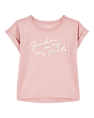 Kid Short Sleeve "Sunshine On My Mind" Fashion Top - Pink