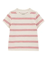 Baby 2-Piece Striped Tee & Denim Shortall Set - Navy/Ivory