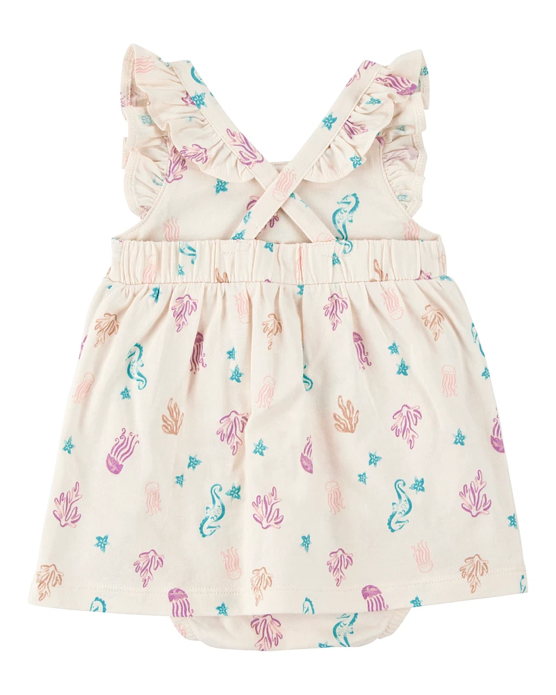 Baby Sea Print Cotton Sunsuit