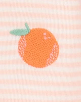 Toddler Orange Print Snug Fit Cotton 4-Piece Pyjamas