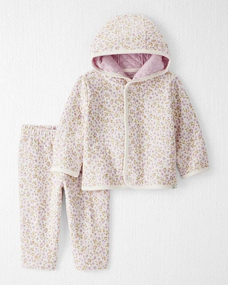 Baby 2-Piece Cardigan & Pants Set Made with Organic Cotton Botanic Muse Print