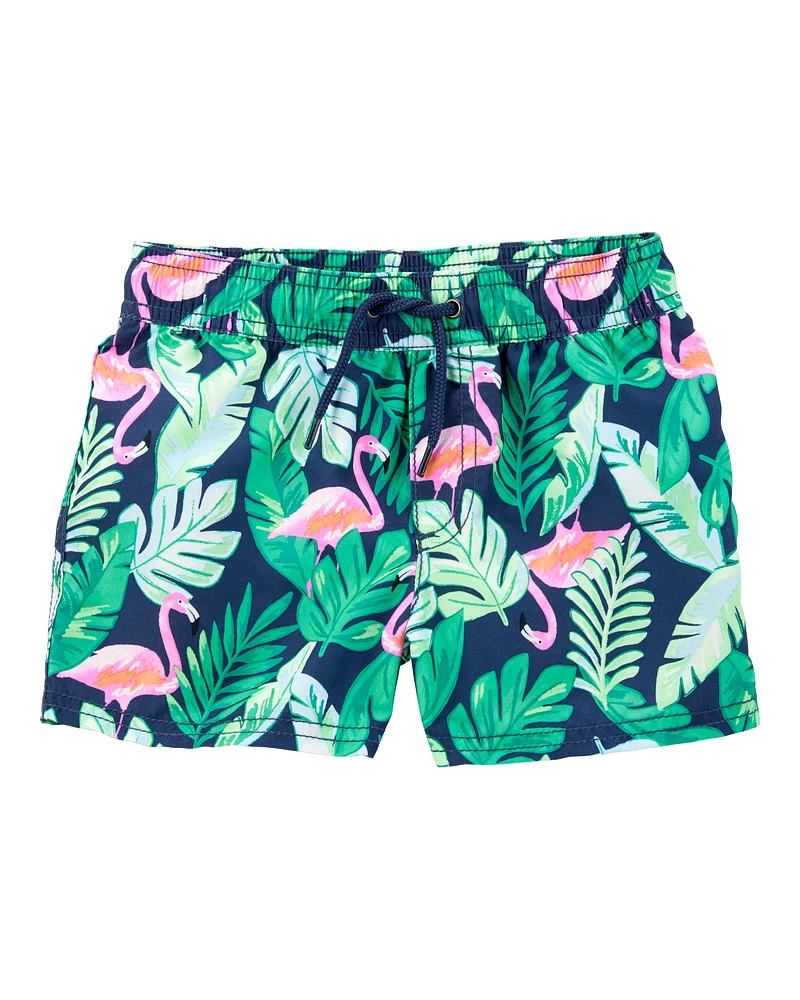 Baby 2-Piece Tropical Flamingo Rashguard & Swim Trunk Set