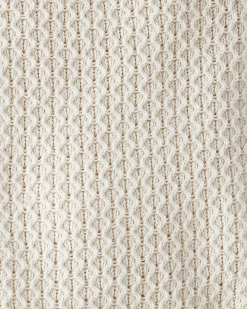Toddler 2-Piece Organic Cotton Crotchet Knit Set-Cream