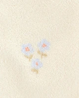 Baby Floral Print 2-Way Zip Terry Sleeper Pyjamas - Ivory