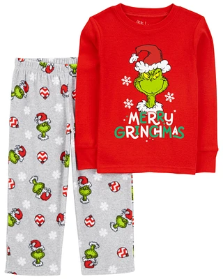 2-Piece Christmas Grinch Cotton & Fleece Pyjamas