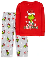 2-Piece Christmas Grinch Cotton & Fleece Pyjamas