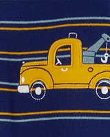 Striped Truck 2-Way Zip Cotton Sleeper Pyjamas