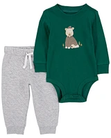 2-Piece Bear Hooded Bodysuit Pant Set