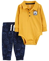 2-Piece Polo Bodysuit Pant Set